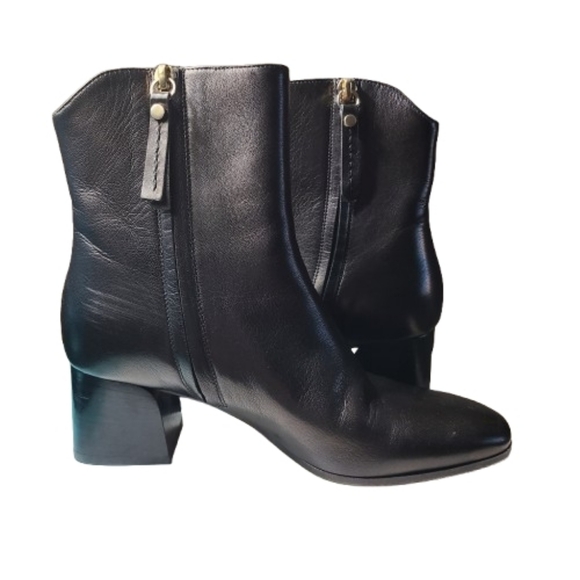 M. Gemi The Corsa Black Leather Ankle Boots Low Block Heel Almond Toe Size 5 - Picture 7 of 12